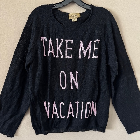 NWT Wildfox Oversized Take Me on Vacation Black Wool Blend Sweater XS - Picture 1 of 7